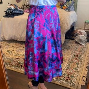 Banana Republic Pink and Blue Floral Midi Skirt